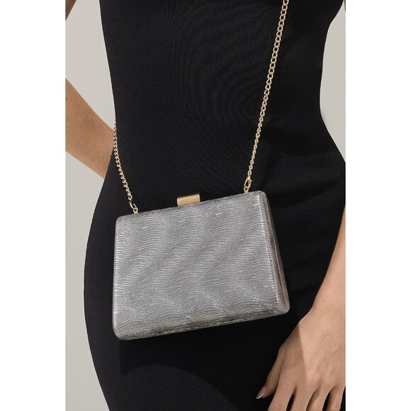 ⚡ Women's Detachable Chain Sparkly Evening Formal Parties Gray Clutch Bag - Picture 8 of 9